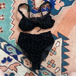 Toluca Swim Angelina Top Gia Bottoms Panthera Black Bikini M Medium